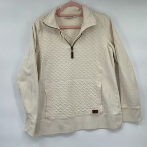 L.L. Bean Off-White Quilted quarter zip cotton Pullover